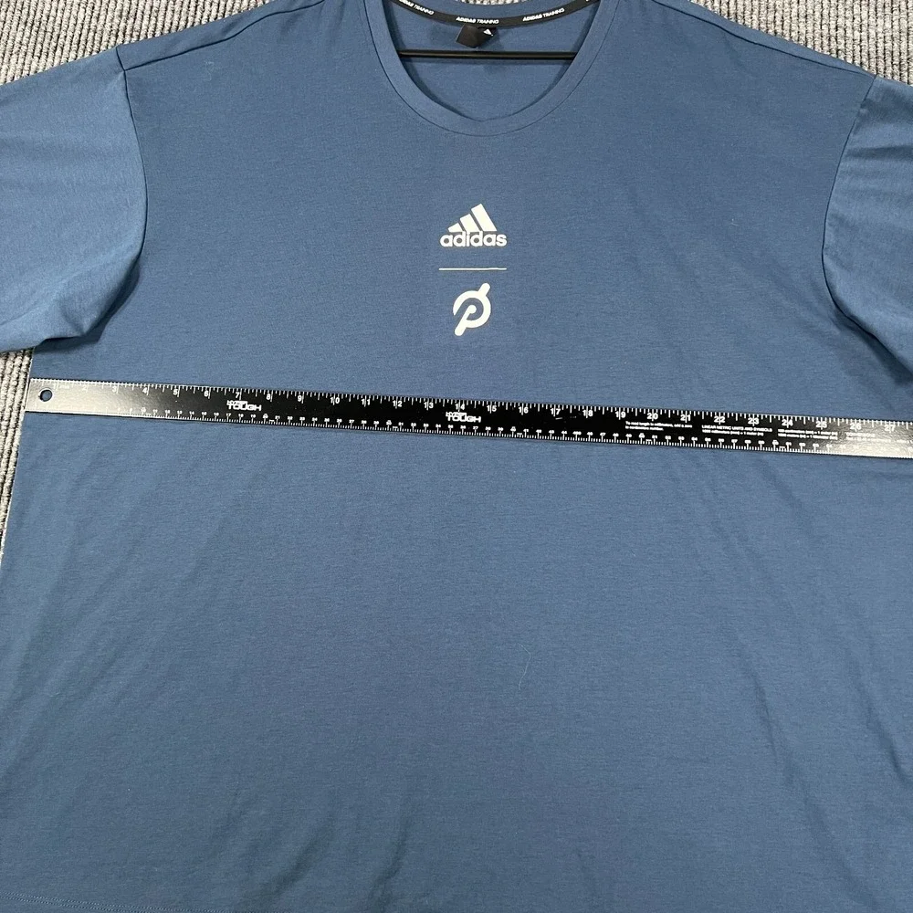 Adidas x Peleton Shirt Mens 2XL XXL Blue Short Sleeve Activewear Soft Sharp